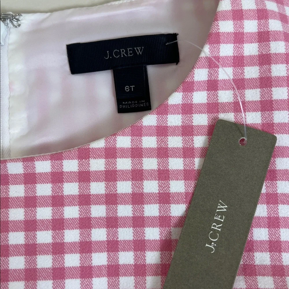 NWT J Crew Gingham Check Pink Sheath Dress Size 6T